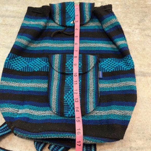 Striped Blue and Black Backpack - Picture 6 of 7